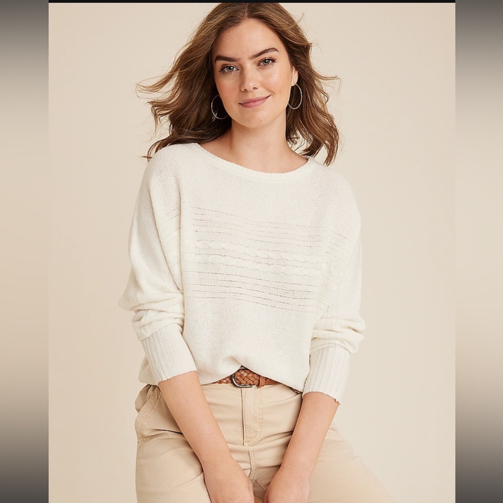 🚨 FINAL SALE 🚨 Maurices Cable Knit Dolman Sweater, Ecru, Size M